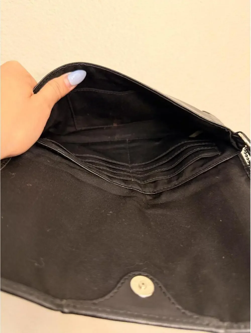 Black Leather Coach Wristlet